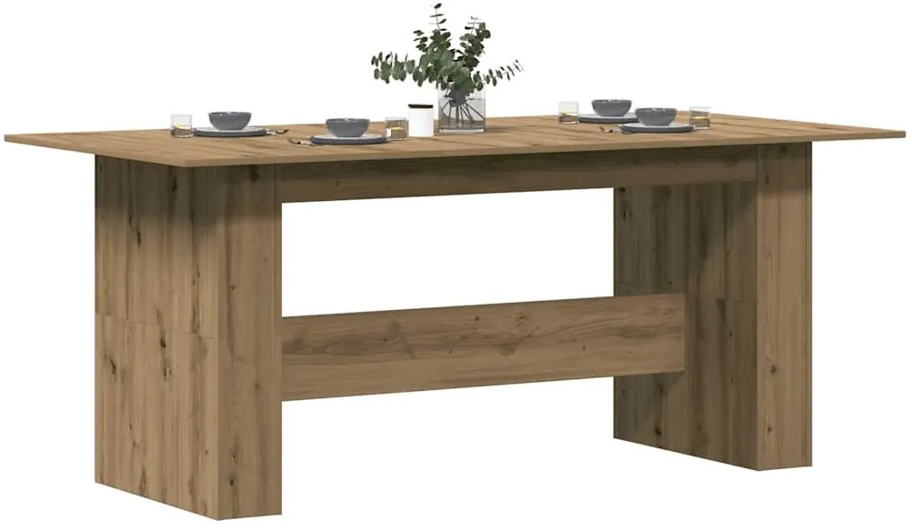 kézműves tölgy színű szerelt fa étkezőasztal 180x90x76 cm