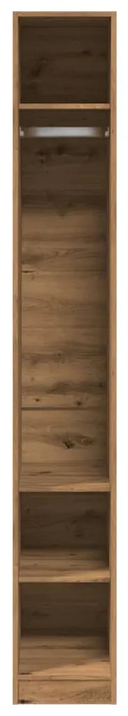 kézműves tölgy színű szerelt fa ruhásszekrény 30 x 50 x 200 cm