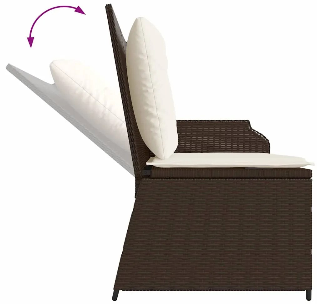 Kerti pad párnával Barna Poli rattan