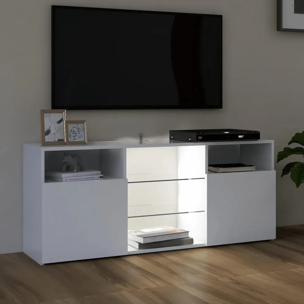 fehér TV-szekrény LED lámpákkal 120 x 30 x 50 cm