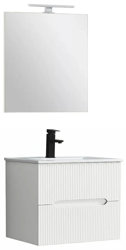 Trent Fürdőszobabútor 60 cm kerámia mosdóval (2 fiókos) tükörrel 60x80 cm fehér