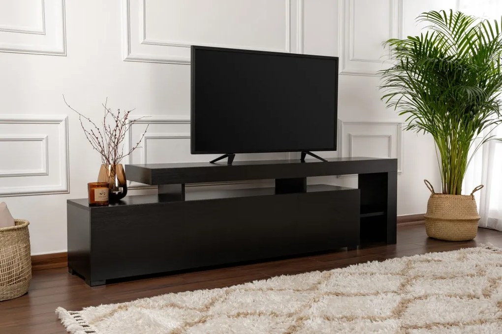 Beliz TV-állvány, fekete fa, 192 cm