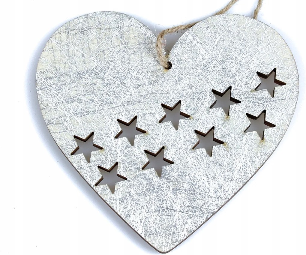 Fa Szív Medál, Ezüst, 12cm, 4db Nagy