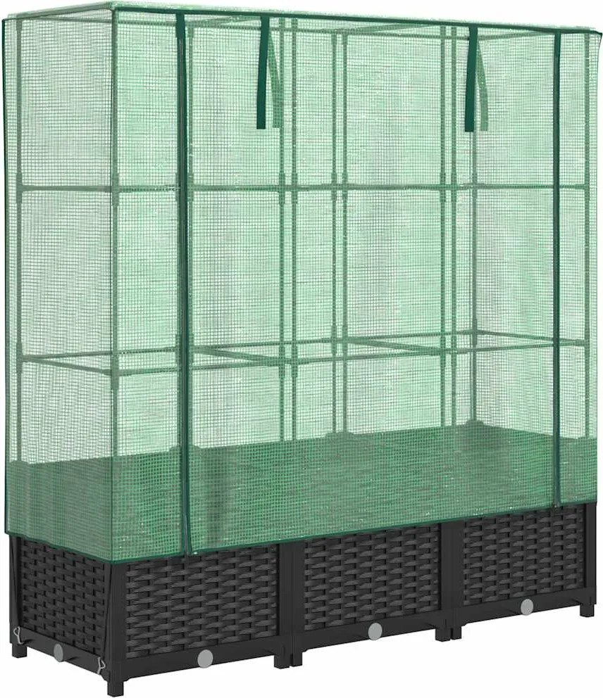 vidaXL rattan megjelenésű magaságyás melegháztakaróval 120x40x138 cm