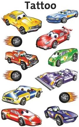 Matrica, tetoválás, 1 ív, 76x120 mm, AVERY ZWECKFORM, Z-Design No.56685, autók (AY56685)