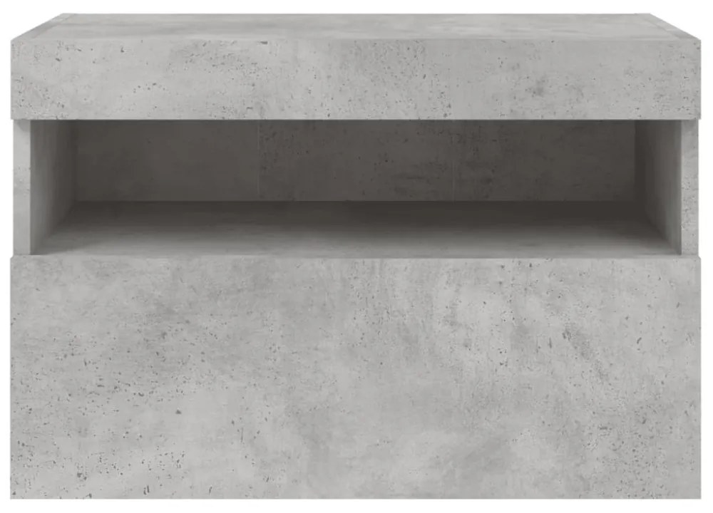 betonszürke falra szerelhető TV-szekrény LED-del 60x30x40 cm