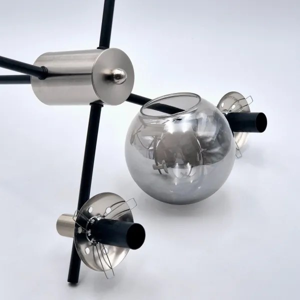 Csillár rúdon LILOU 4xE14/5W/230V matt króm/füstös