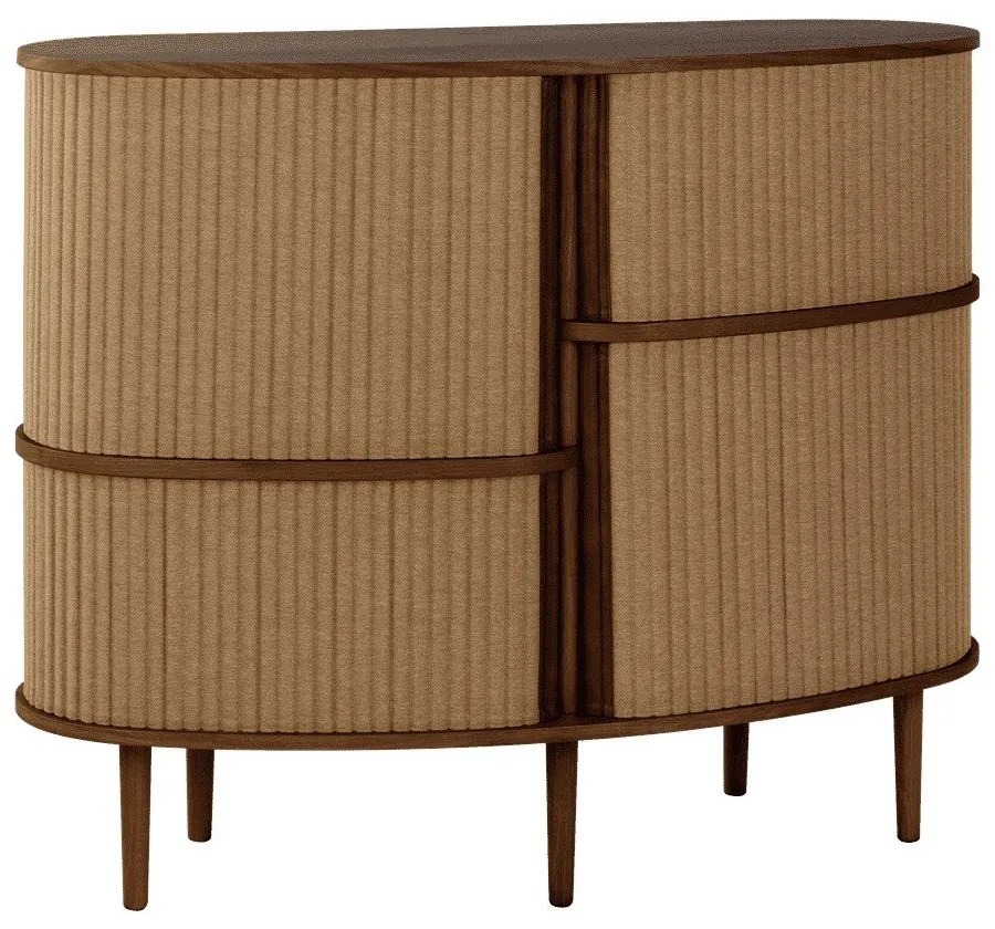 Barna-világosbarna szekrény tolóajtóval, tölgyfa dekorral 120x100x50 cm Audacious – UMAGE