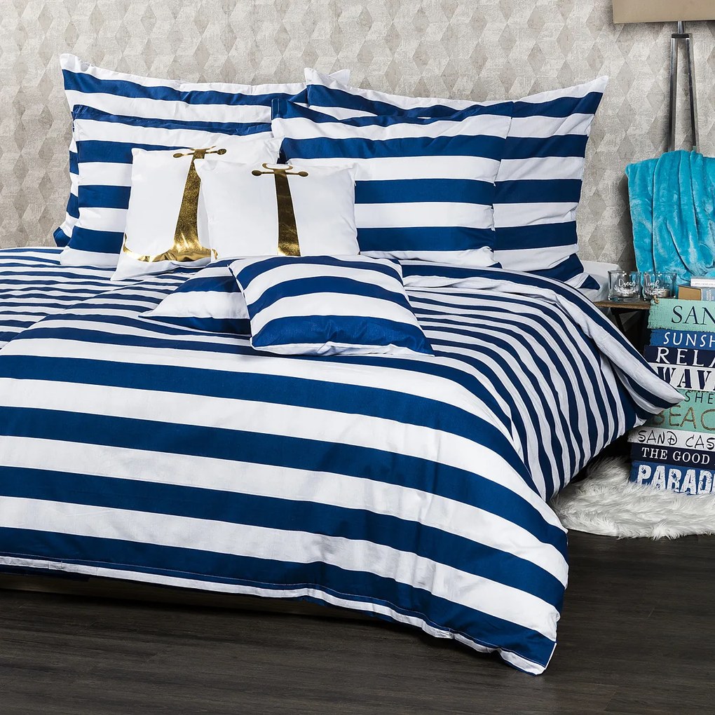 4Home Navy pamut ágyneműhuzat, 140 x 200 cm, 70 x 90 cm, 140 x 200 cm, 70 x 90 cm