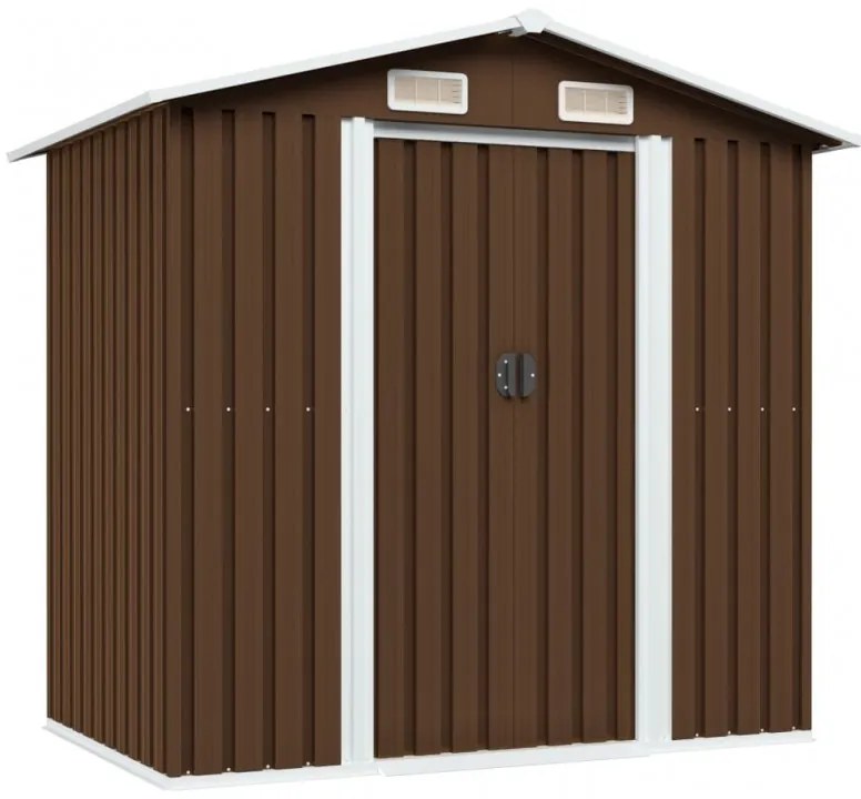 Barna acél kerti fészer 204 x 132 x 186 cm