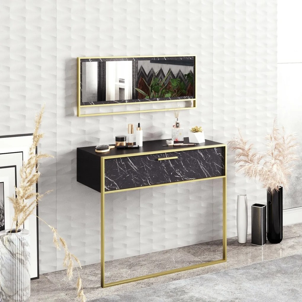 Dekoratív asztal Polka Aynali Black