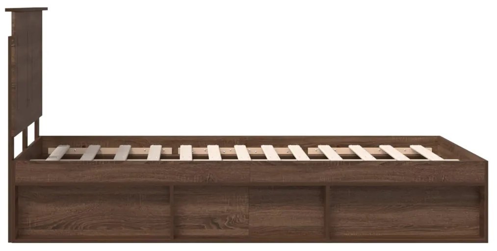 vidaXL Ágykeret fejtámlával Barna Tölgy 120 x 200 cm Tömör fenyőfa