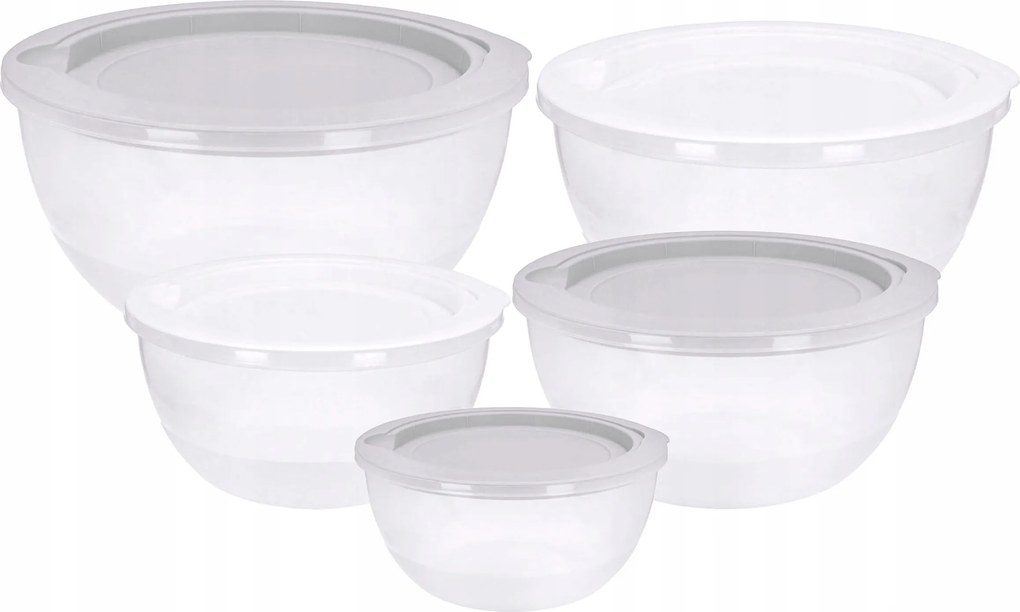 Műanyag Tál Készlet konyhába 5 db-os tál fedővel a tároláshoz