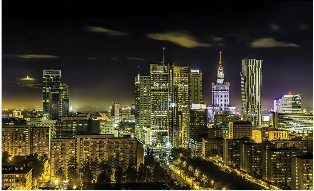 Fotótapéta város éjszaka Varsó fotótapéta 312 x