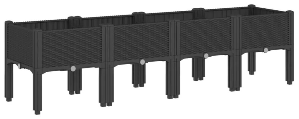 vidaXL fekete PP rácsos kerti ültetőláda 160 x 40 x 42 cm