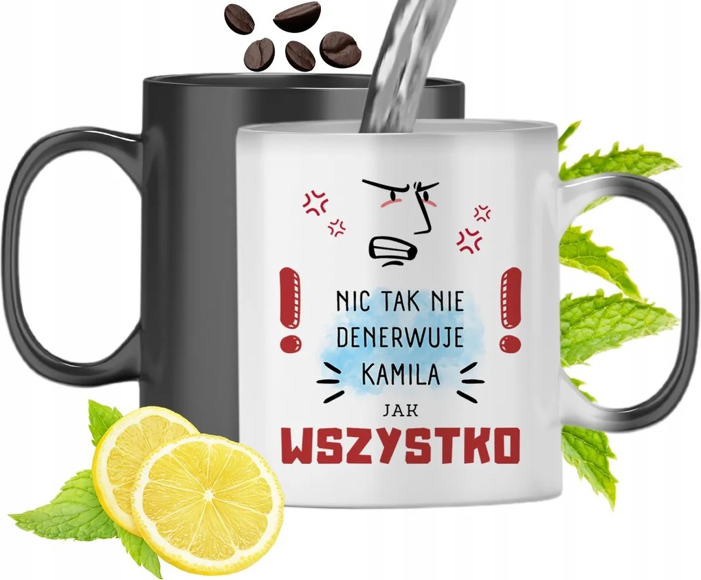 Mágikus Bögre Kamilla Fekete Színváltós, fényképes nyomattal