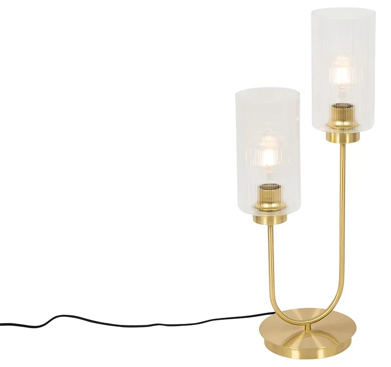 Art Deco asztali lámpa arany üveggel, 2 lámpás - Laura