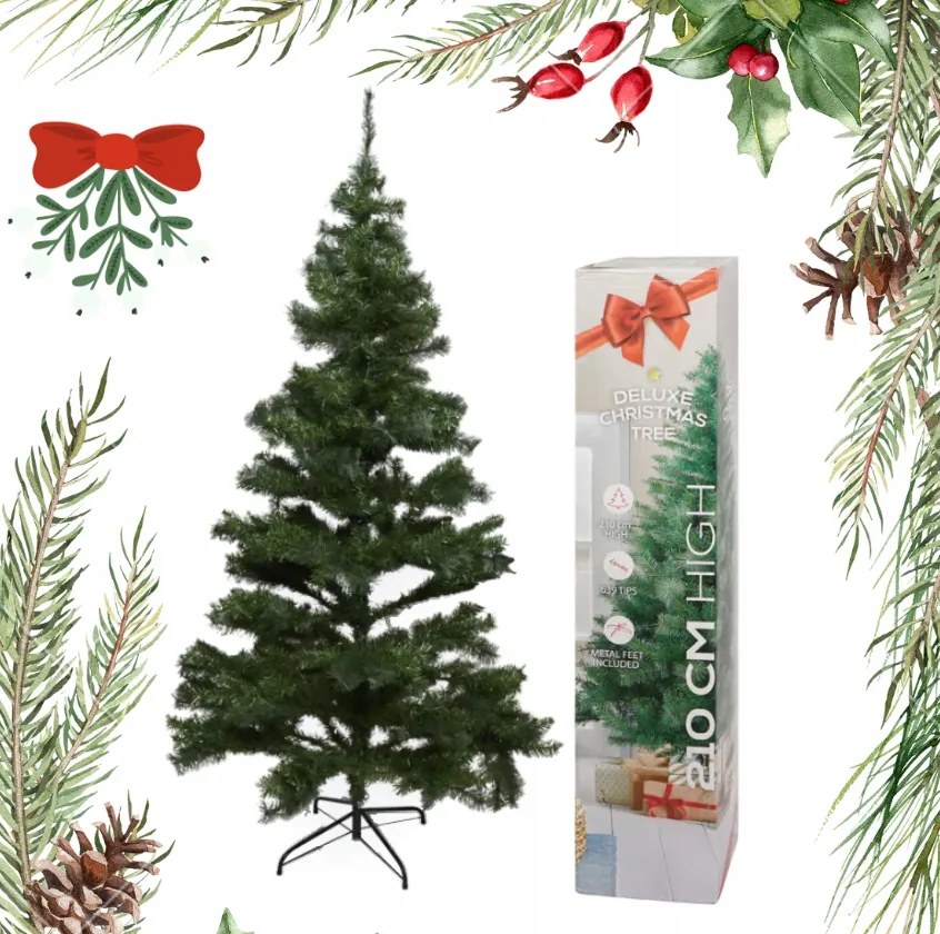 Dús Műkarácsonyfa 210CM Magas Fém Talppal Premium