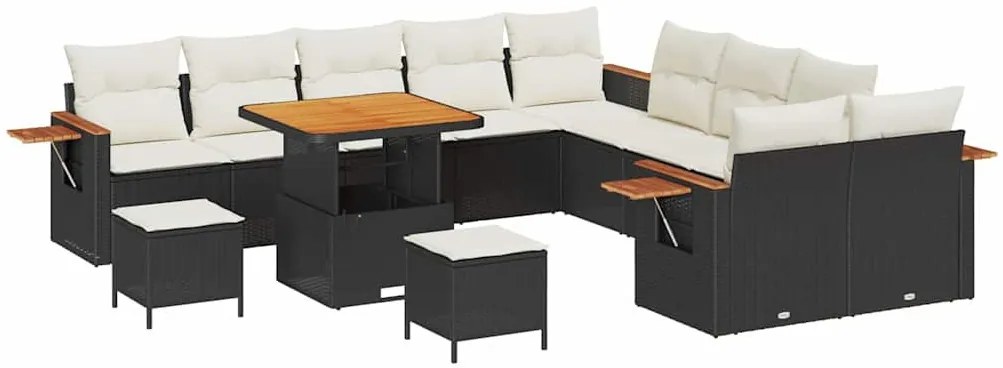 Kerti Kanapé Szett 13 pcs Fekete és krémszínű 80 x 80 x 71 cm