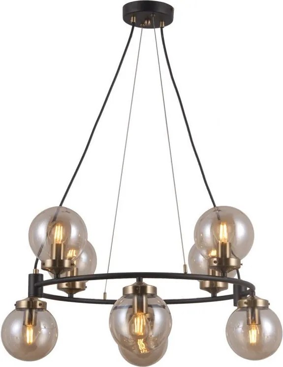 ITALUX PND-28622-8A GALVEZ Többágú Függesztett Lámpa Antik Bronz, Borostyán, Matt Fekete E14 IP20