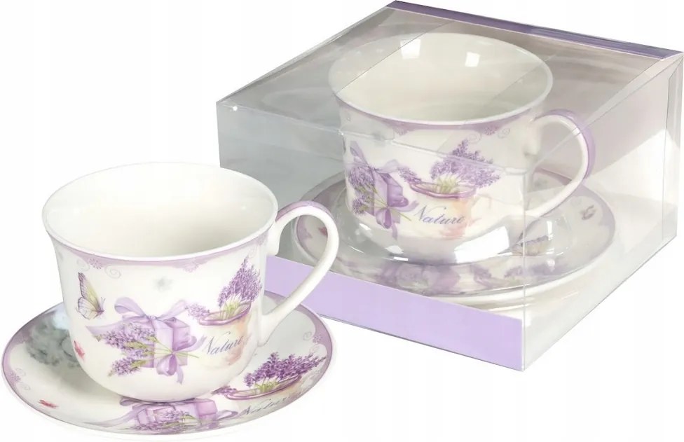 Csésze csészealj 1+1 Livello virág díszített elegáns 400 ml ajándék