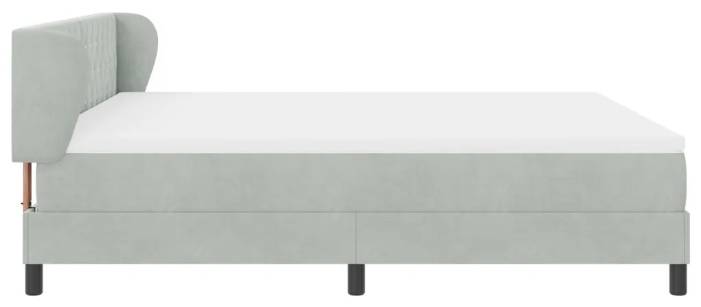 Boxspring Ágy Matrac Kivilágos Szürke 180x200 cm Bársony