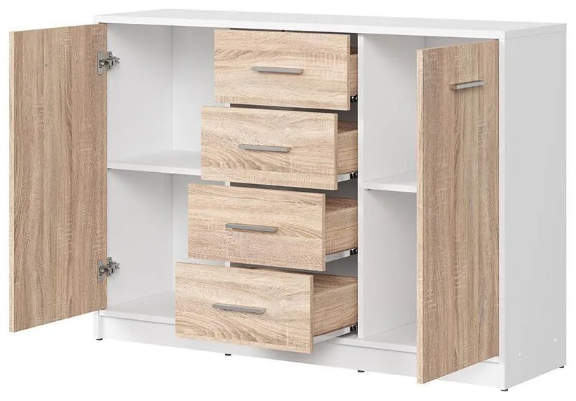 Komód Nepo Plus 6 (fehér + szonoma tölgy) . 1098297