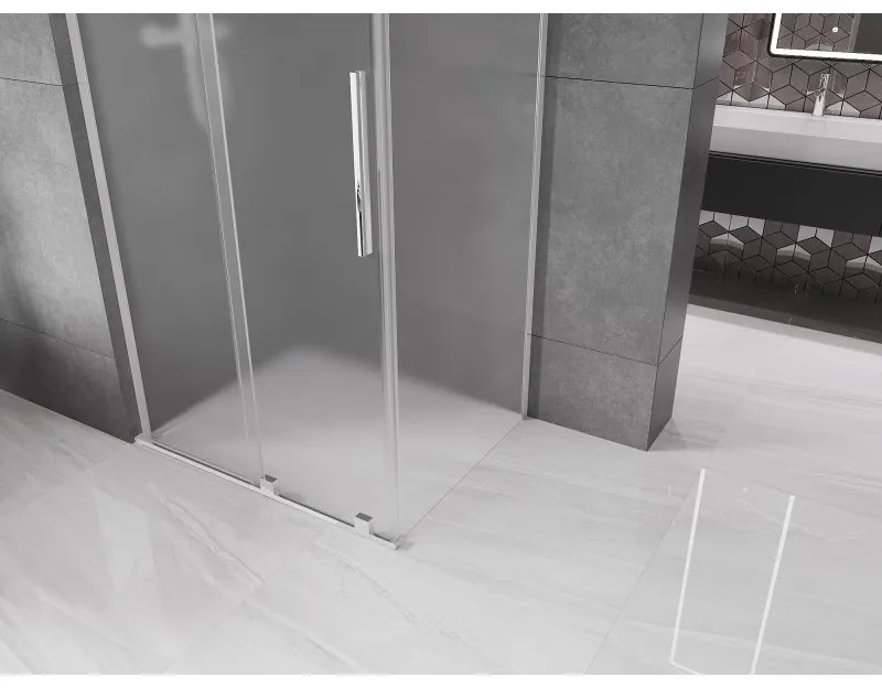 Mexen Velar L, zuhany sarok tolóajtóval 120 x 70 cm, 8 mm matt üveg, króm, 871-120-070-33-01