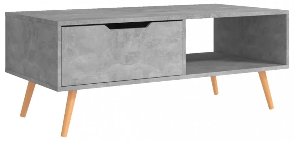 betonszürke szerelt fa dohányzóasztal 100 x 49,5 x 43 cm
