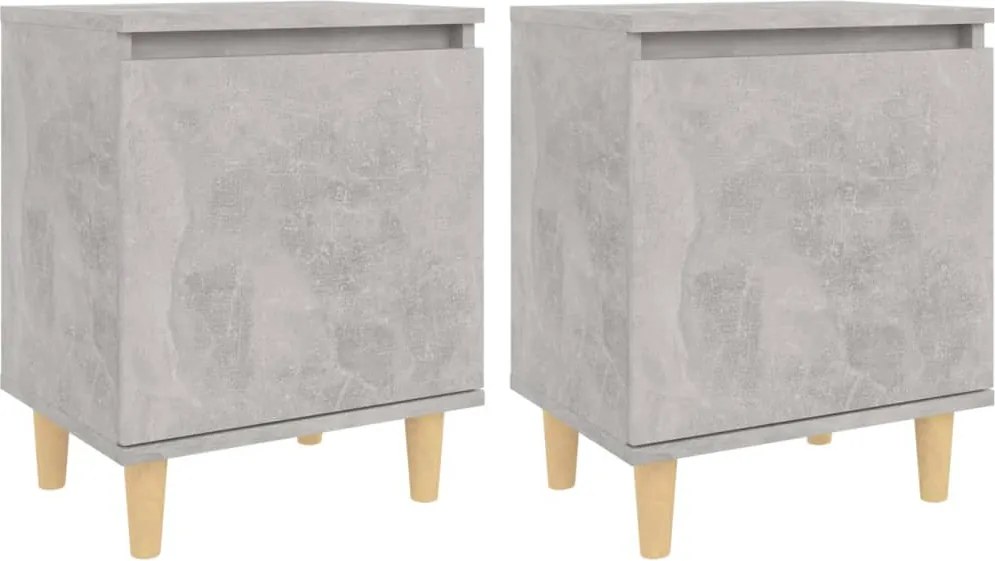 vidaXL 2 db betonszürke éjjeliszekrény tömör fa lábakkal 40x30x50 cm