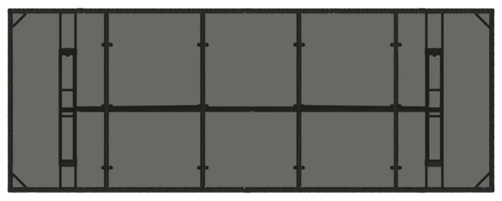 fekete polyrattan üveglapos kerti asztal 240 x 90 x 75 cm
