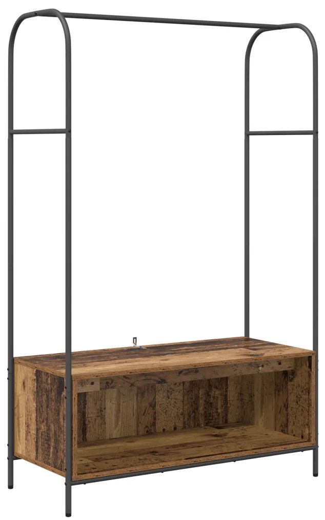 ruhaszárító polcokkal régi fából 100x44x160 cm