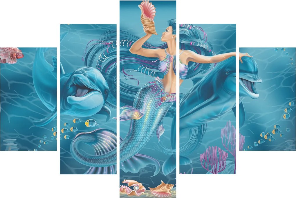 Kép - Sellő delfinekkel (150x105 cm)