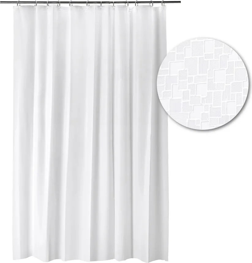 Függöny Zuhanyfüggöny Fürdőszoba Zuhanyzáshoz Fehér 180x200 cm