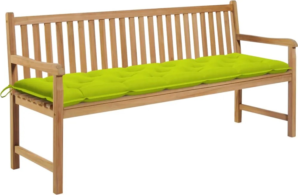 vidaXL tömör tíkfa kerti pad élénkzöld párnával 175 cm