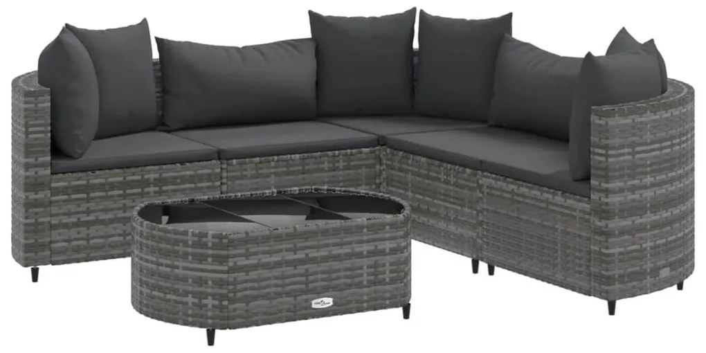 6 részes szürke polyrattan kerti ülőgarnitúra párnákkal