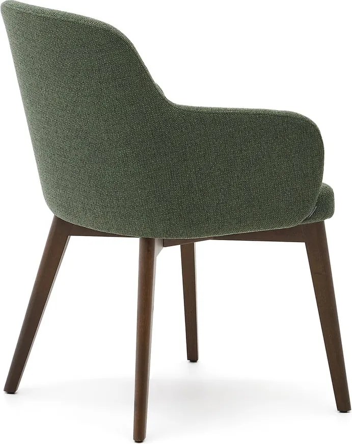 Sötétzöld kárpitozott karfás étkezőfotel Nelida – Kave Home