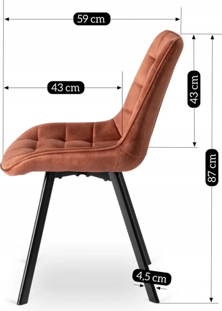 Szék rozsdabarna színben, bársony kárpittal. RICK