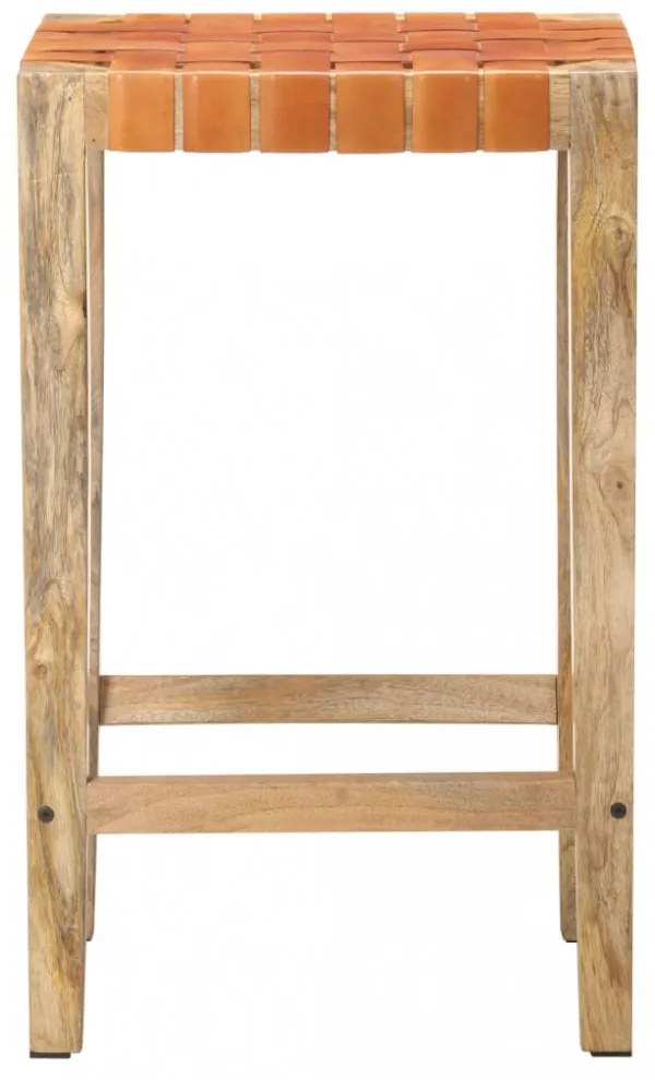2 db barna valódi bőr bárszék 75 cm