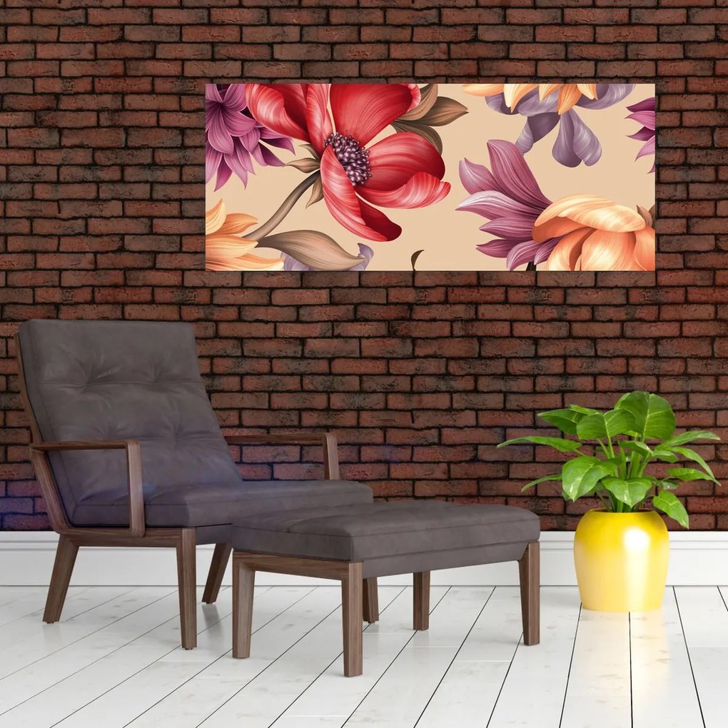Kép - Vintage virágok (120x50 cm)