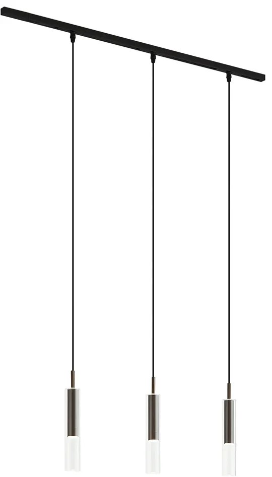 Modern fekete sínrendszer 3 sötét bronz függőlámpával, 1 fázisú - Slimline Loyce