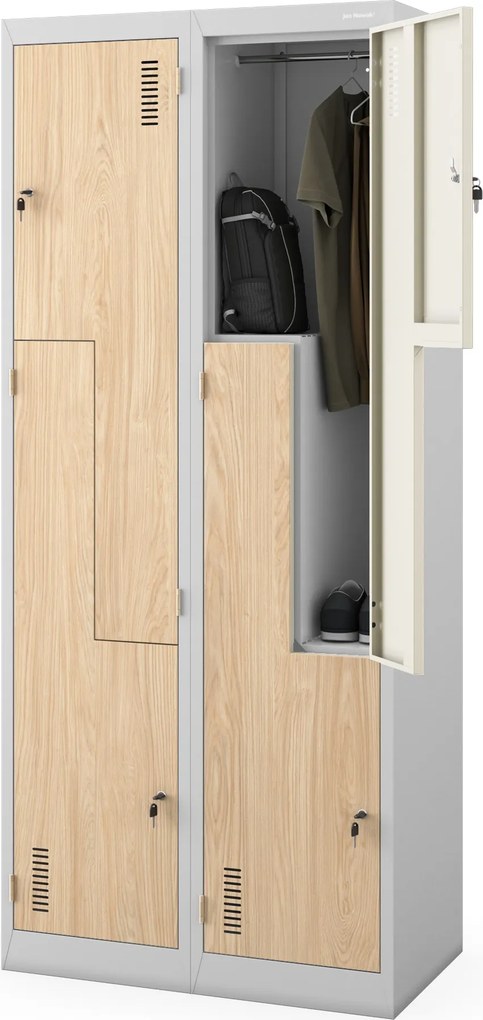 L alakú öltözőszekrény, szürke, sonoma tölgy, 800x1850x450 mm: JULIA Eco Design