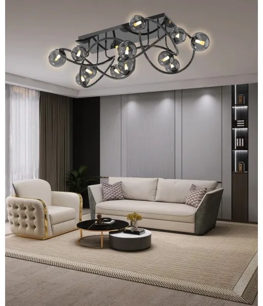 Wofi 9014-1205 - LED Felületre szerelhető csillár NANCY 12xG9/3,5W/230V fekete/króm