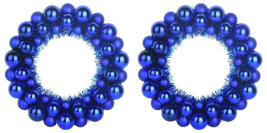 Karácsonyi labda koszorúk 2 pcs Kék 33 x 33 x 7 cm Polisztirol