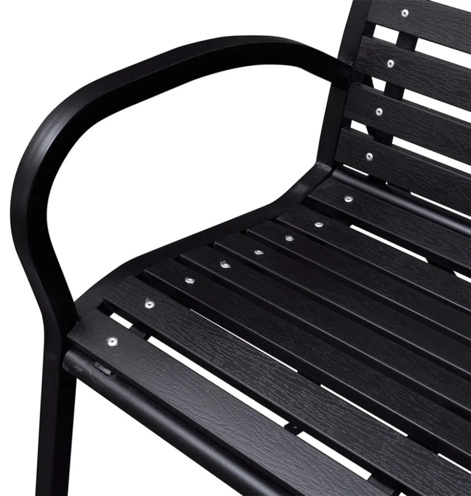 fekete acél és WPC kerti pad 116 cm
