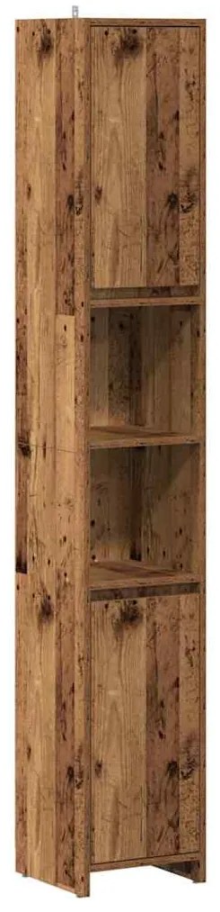 Antik fa színű szerelt fa fürdőszobaszekrény 30 x 30 x 183,5 cm