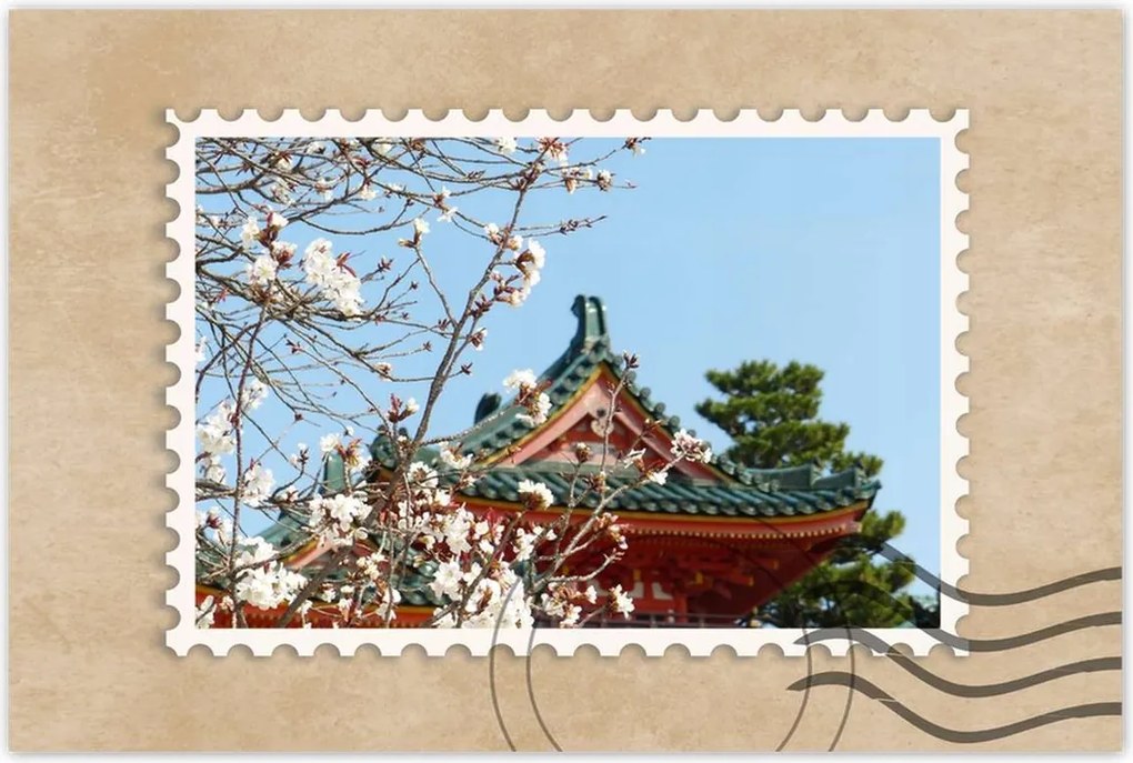 Poszterek 90x60 Virágzó cseresznye Japánban