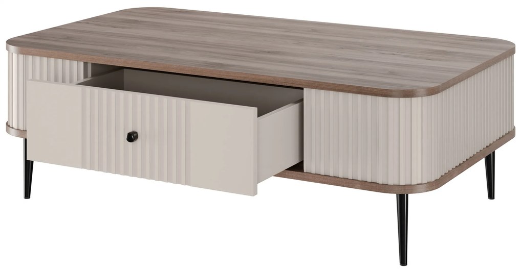 Vesper fiókos dohányzóasztal 103x60 cm - kasmír / dió / fekete lábak