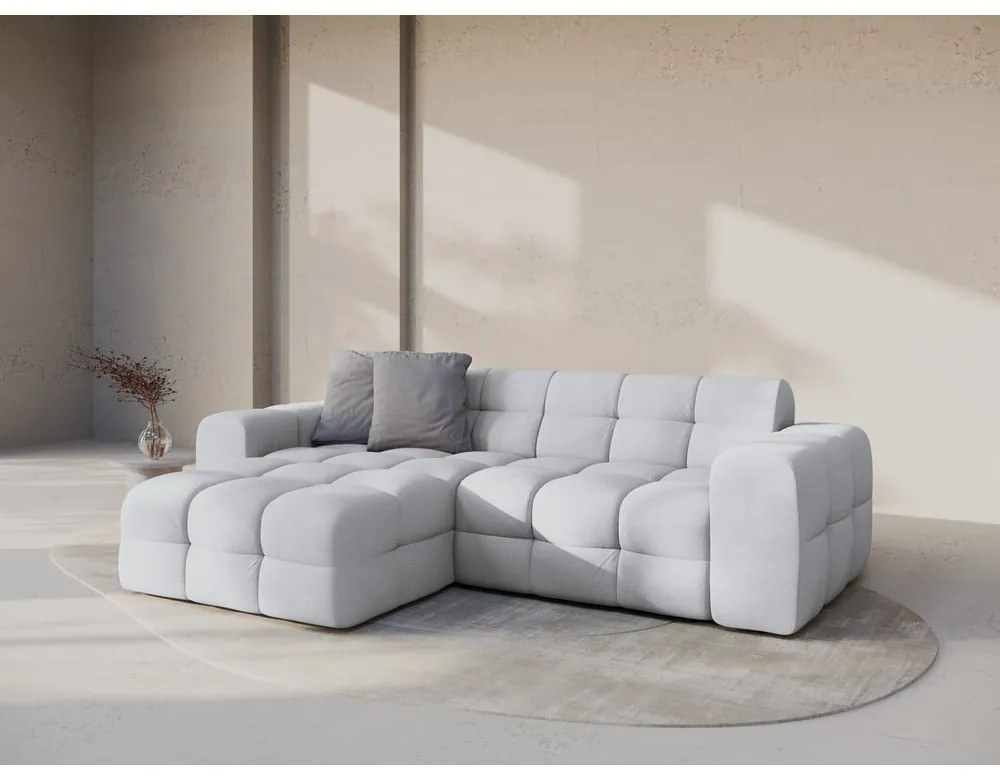 Világosszürke sarokkanapé (bal oldali-heverő résszel) Kendal – Micadoni