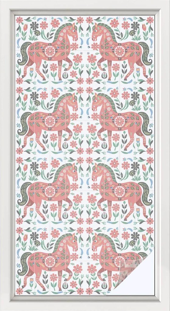 Öntapadós Ablakfólia Adatvédelem Színes lovak 50x100 cm